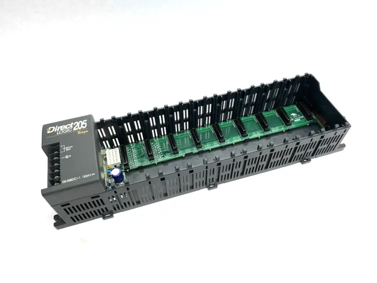 Used AUTOMATION DIRECT DIRECTLOGIC DL205 I/O BASE, 9-SLOT, DIN RAIL PLC Chassis Michigan US | Maverick Industrial Sales #1090193