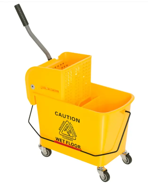 HOMCOM Compact Mop Bucket with Wringer, Mop Bucket on Wheels, 21 Quart, Separate Dirty and Clean Water, Yellow(missing hardware and wheels)