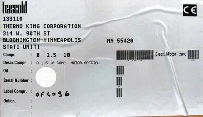 NEW THERMO KING FRASCOLD B-1.5-10 COMPRESSOR MOTOR 102-729 B1510 133110 1.5HP