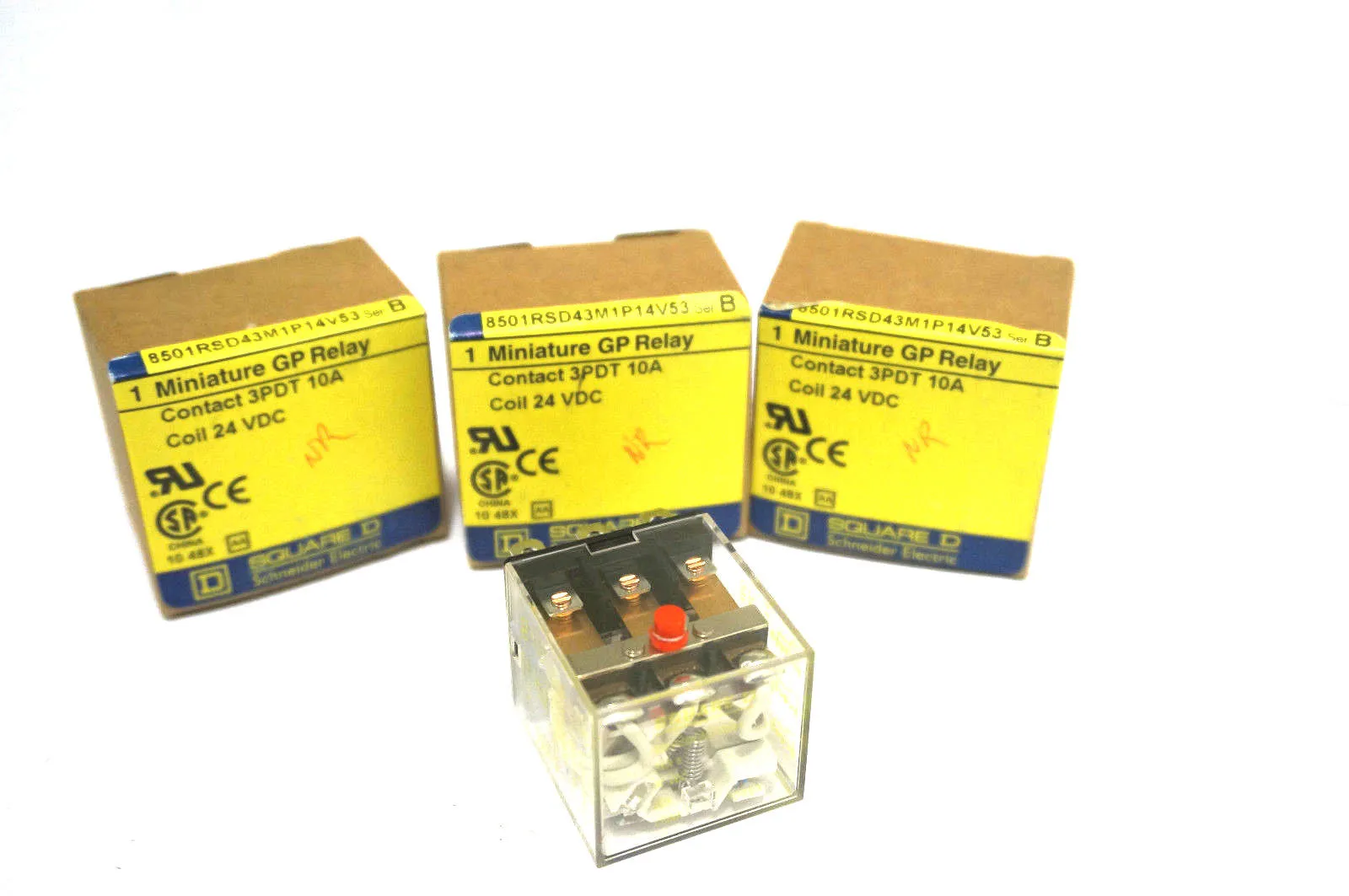 3 NEW SQUARE D 8501-RSD43M1P14V53 SER. B RELAYS 8501RSD43M1P14V53