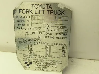 Toyota 5FBE15 Hydraulic Brake Pedal Assembly Master Cylinder