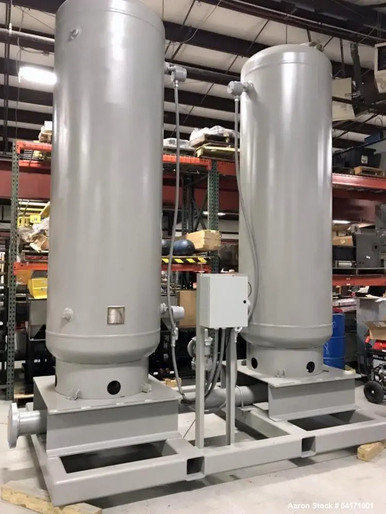 Unused Hanson Tank Air Tank Skid – (2) 500 Gallon Vertical Tanks, ASME Rated