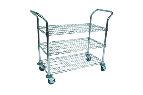 John Boos CWC-1836-3 Chrome Wire Cart w/ 3 Shelves & Numbered Posts, Locking Casters, 18 x 36"