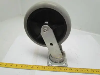 Albion 8" gray swivel caster plate mount rubber wheel tire 11-1/2" tall