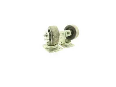 Spring Loaded Swivel Caster 4-3/4"x2" Plastic Wheel 6.25"x4.5" Plate Lot of 2