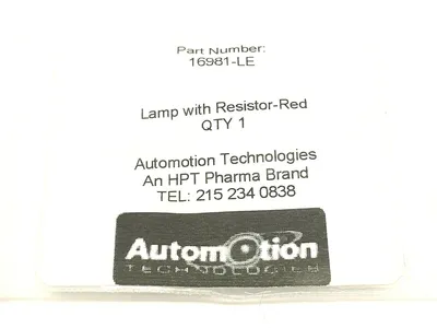 16981-LE | Automotion Technologies  Red Indicator Lamp w/ Resistor 12 VDC - New