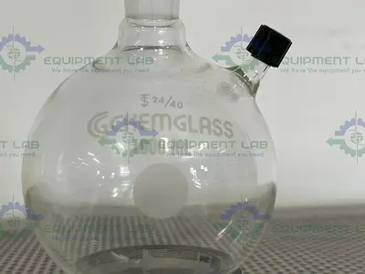USED CHEMGLASS 1000 ML HEAVY WALL ROUND BOTTOM FLASK  24/40 #7 CHEM-THREAD INLET