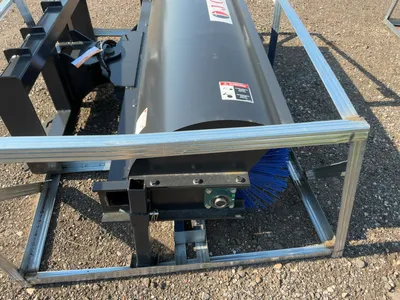New JCT 72” Hydraulic Broom Skid Steer Attachment, Universal Quick Attach, Manual Angle, approx. 66”...
