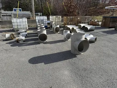 LOT OF LARGE INDUSTRIAL PIPE FITTINGS