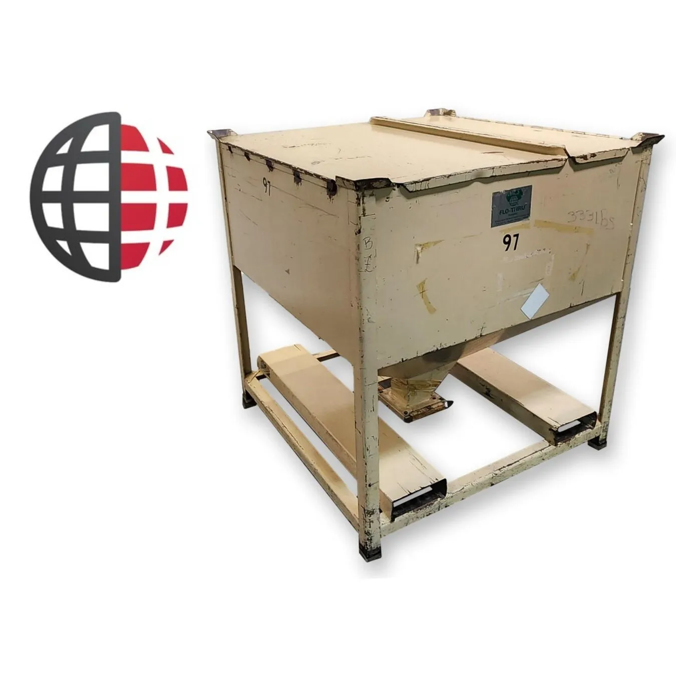 Used 30 Cu/Ft Mild Steel Portable Material Storage Bin Stackable Flo-Thru Hopper