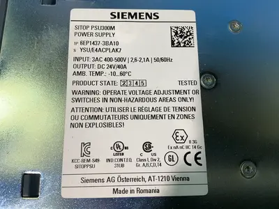 Used SIEMENS 6EP14373BA10 DIN Rail Power Supplies Ohio US | HGR 24 #1520833