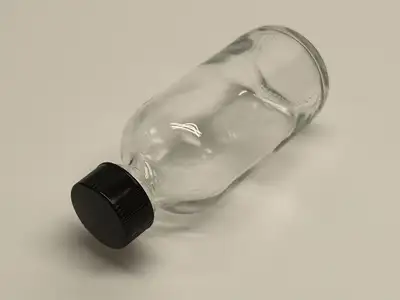 USED KIMBLE NARROW MOUTH CLEAR GLASS BOTTLES 2 OZ PKG OF 16