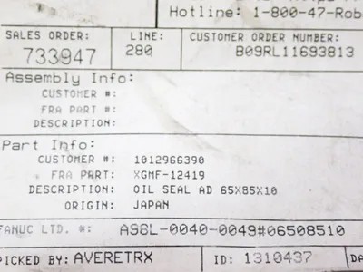 New | in-Stock FANUC A98L00400049 Seals & Gaskets | HGR 24 #751284