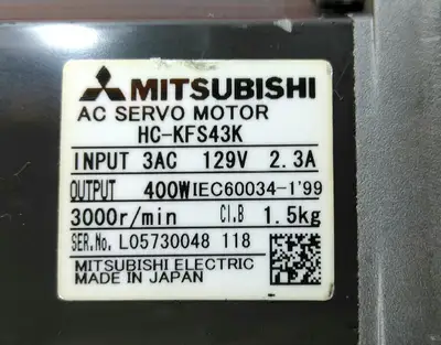 Mitsubishi HC-KFS43K AC Servo Motor+Sumitomo ANF J-K40-SV-20 MC-Drive. 1J
