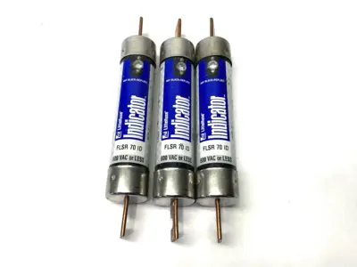 USED LITTELFUSE TIME-DELAY INDICATOR FUSE CLASS RK5 600VAC 70A LOT OF 3
