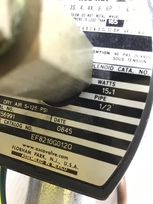 Asco EF8210G012Q Red Hat Solenoid Valve 1/2″ NPT 15.1W Dry Air 5-125 PSI