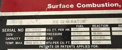 SURFACE COMBUSTION Endothermic Generator Gas Generator - Endothermic | Heat Treat Equipment Co. (18)