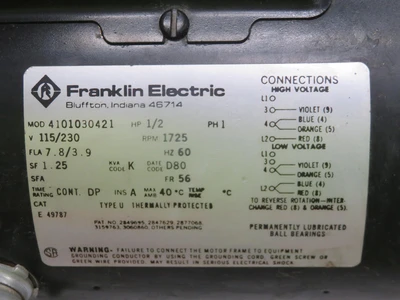 Used FRANKLIN ELECTRIC _UNKNOWN_ A.C. Motors Texas US | OCO Industrial #1600867