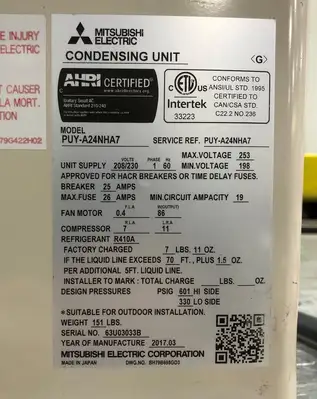 2017 24000 BTU/hr Wall-Mounted Air Conditioning System