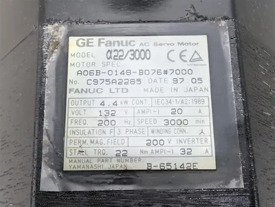 GE FANUC A06B-0148-B076#7000 Alpha Series Servo Motor α22/3000 4.4kW Used
