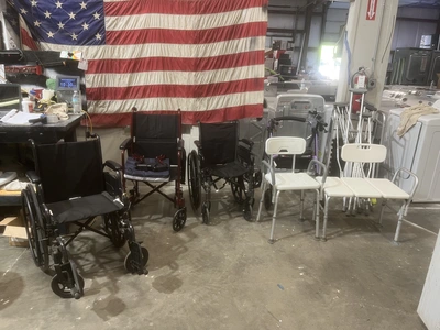 Used LARGE LOT OF WHEELCHAIRS CRUTCHES WALKERS AND SHOWER SEATS _UNKNOWN_ Home Care / Nursing Supplies Michigan US | Miedema Asset Management Group #1414871