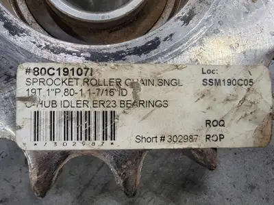 Idler Roller Chain Sprocket 80C19107I, Size 80, 19 Teeth w/ ER23 Bearing