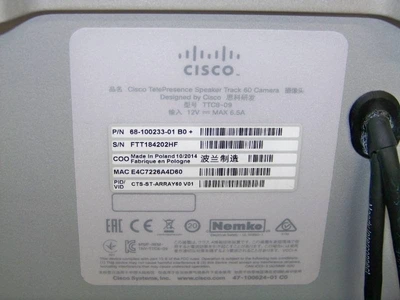 Cisco 68-100233-01 BO+ / CTS-ST-ARRAY60 SpeakerTrack with (2) Video Conferencing PTZ Cameras
