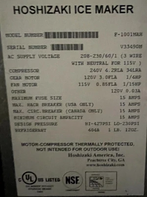 USED Hoshizaki F-1001MAH