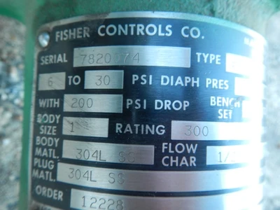 Fisher 1" 300 Rating, 304 Stainless Flanged Control Valve
