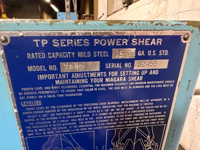 NIAGARA TP-4 16GA X 48" POWERED SHEAR