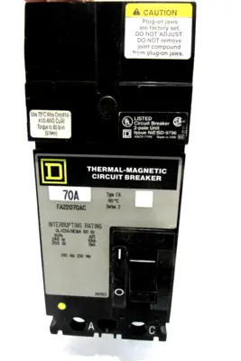 NEW SQUARE D FA22070AC CIRCUIT BREAKER 2 POLE 70AMP
