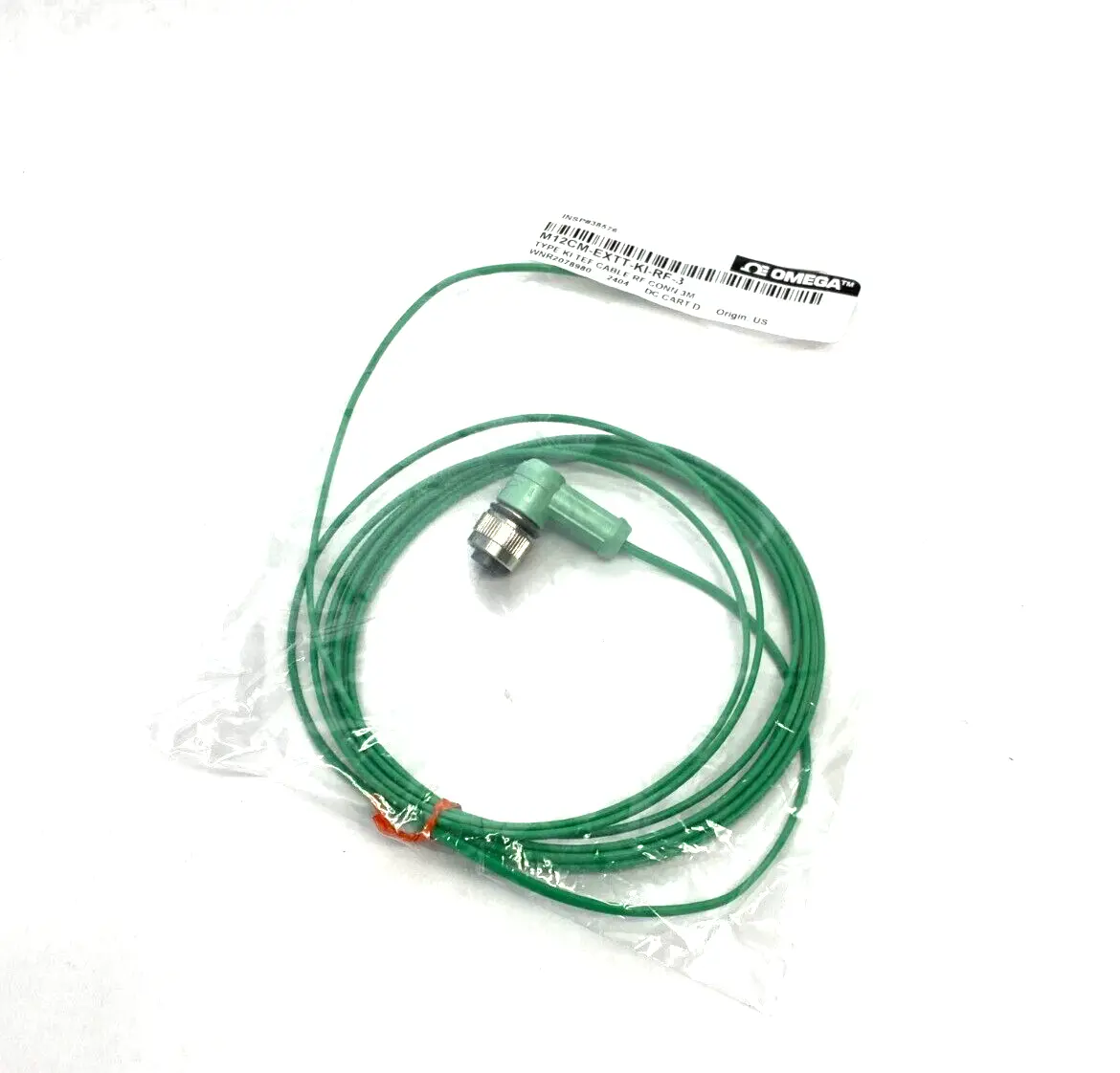 USED OMEGA THERMOCOUPLE EXTENSION CABLE ASSEMBLY M12 RT ANGLE