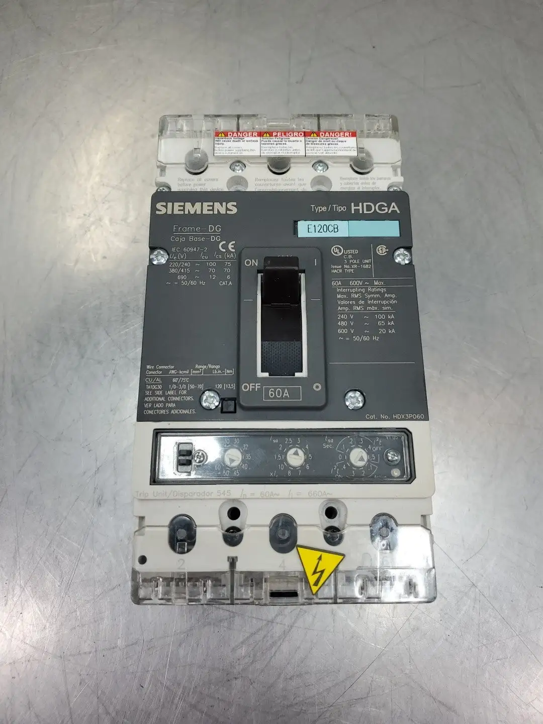 USED Siemens 3VL2106-2GE33-0AA0 HDX3P060F 60A Molded Case Circuit Breaker