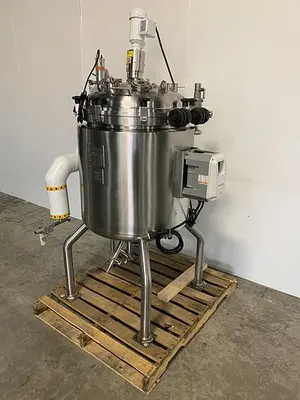 USED 2014 ALLEGHENY BRADFORD 171 LITER STAINLESS STEEL JACKETED REACTOR 45 PSI W/ AGITATOR