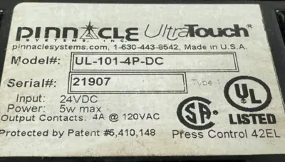 USED PINNACLE SYSTEMS UL-101-4P-DC SAFETY SWITCH 24VDC5W