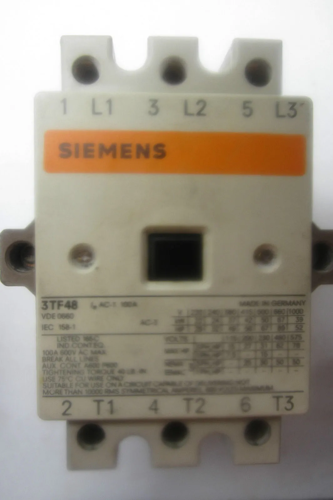 USED SIEMENS 3TF48 CONTACTOR