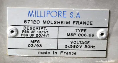Used MILLIPORE MSP 006166 Water Treatment Equipment Illinois US | Aaron Equipment #86438