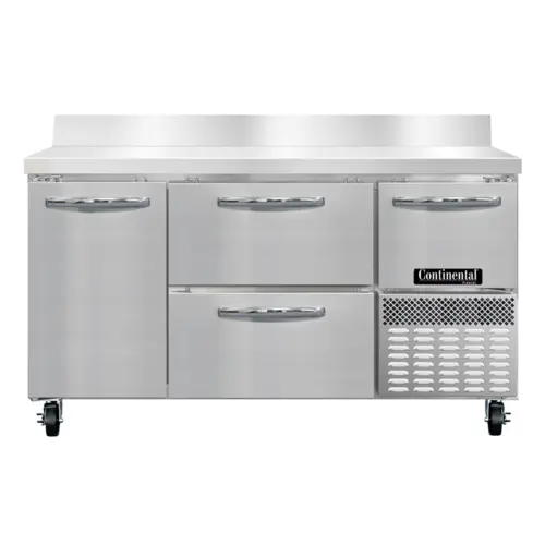 Continental FA60SNBS-D 60"W Worktop Freezer W/ (3) Sections, (1) Door, (4) Drawers, 115v