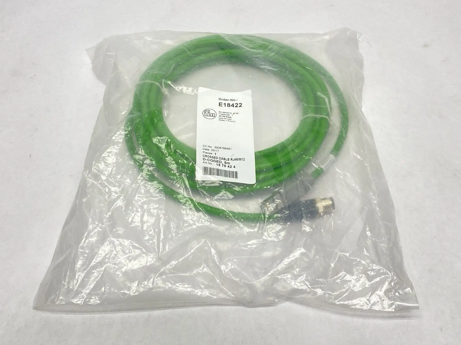 New | in-Stock IFM CROSSED CABLE RJ45/M12 D-CODE 5M 1575424 Cable & Wire | Maverick Industrial Sales #1104187