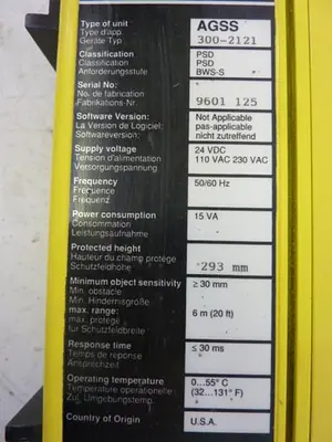 USED SICK OPTIC ELECTRONIC AGSS 300-2121