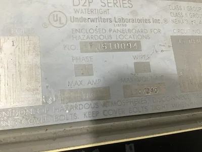 Appleton D2P4B-1820 D2P Breaker Panelboard Hazardous Location UL Listed