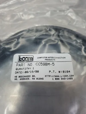 L-COM CC59BM-5 Alligator-Clip BNC Connector Cable. 5E-20