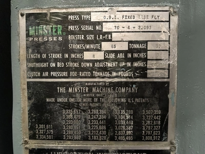 USED 1977 MINSTER MINSTER 70-4 PRESS