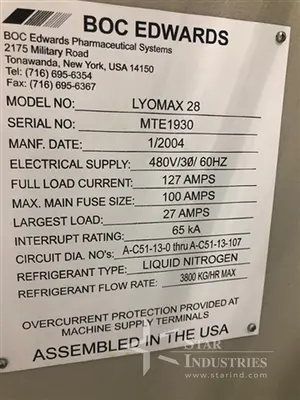 Used BOC EDWARDS LYOMAX 28 CGMP Freeze Dryers | Star Industries #1254253