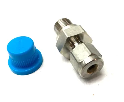 USED SWAGELOK STAINLESS STEEL MALE TUBE CONNECTOR FITTING 1/4" ISO THREAD