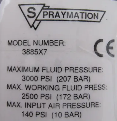 REFURBISHED SPRAYMATION 3885X7 PNEUMATIC DESPENSING PUMP 388517R