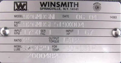 NEW WINSMITH 926MDSNE GEAR REDUCER 25:1 926MDSE519X0D4