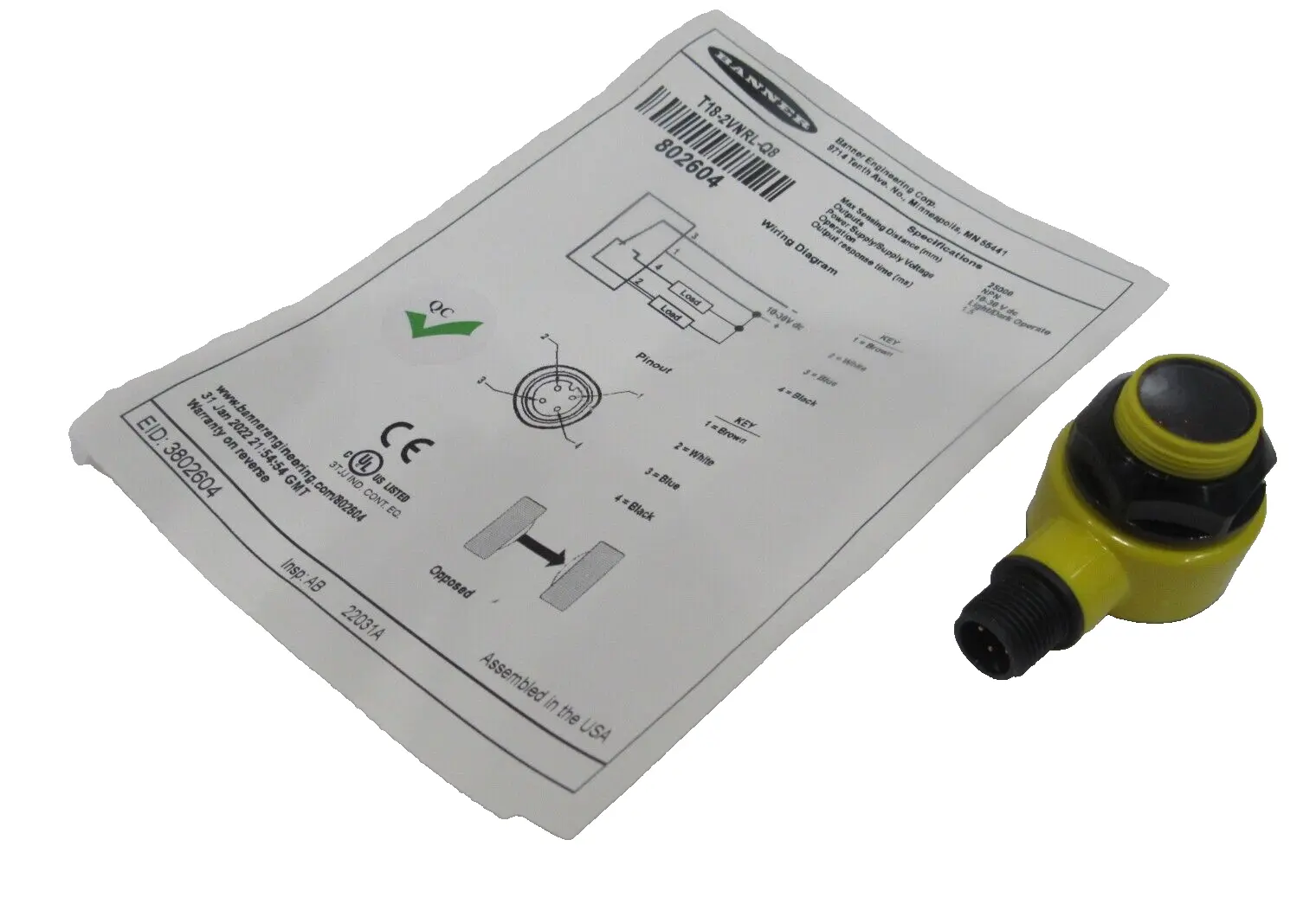NEW BANNER T18-2VNRL-Q8 PHOTOEYE SWITCH 10-30VDC T182VNRLQ8