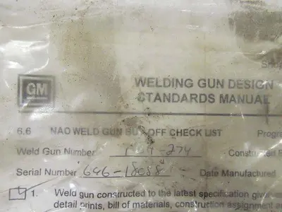 Grossel Tool Company MGH-274 Robotic/Fixture Type Resistance Welding Gun NEW