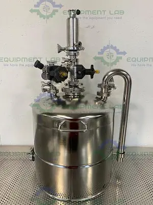 USED ALLOY PRODUCTS 45 LITER STAINLESS STEEL REACTOR 50 PSI W/ BOTTOM DRAIN & VALVES